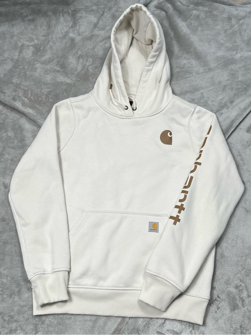 Carhartt Iconic Clarksburg Logo Sweatshirt Womens S Malt/Carhartt Brown Hoodie